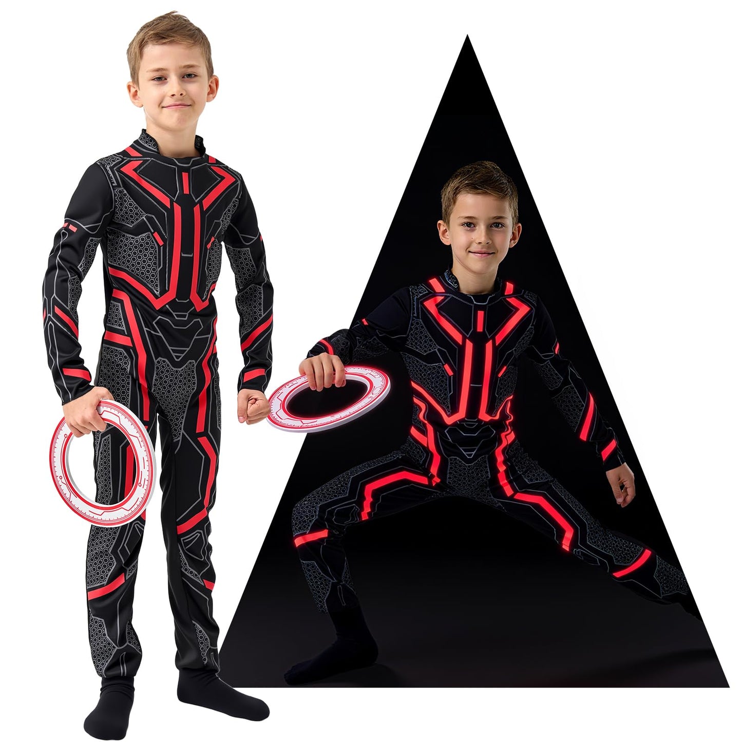 digi Kids Cyber Space Hero Jumpsuit with Glow-in-the-Dark Frisbee | 4-12 years