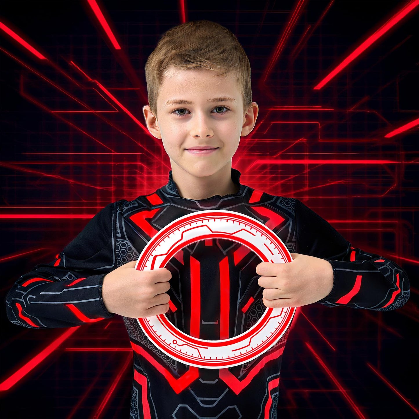 digi Kids Cyber Space Hero Jumpsuit with Glow-in-the-Dark Frisbee | 4-12 years