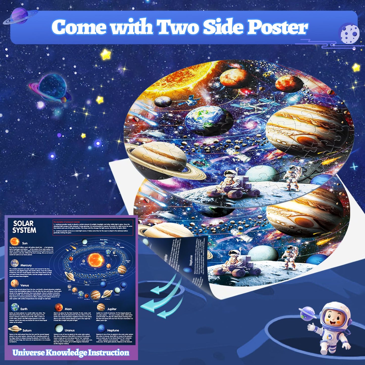DIGOBAY Glow in The Dark Solar System Jigsaw Puzzle – 70-Piece Floor Puzzle for Kids (Ages 4-12)