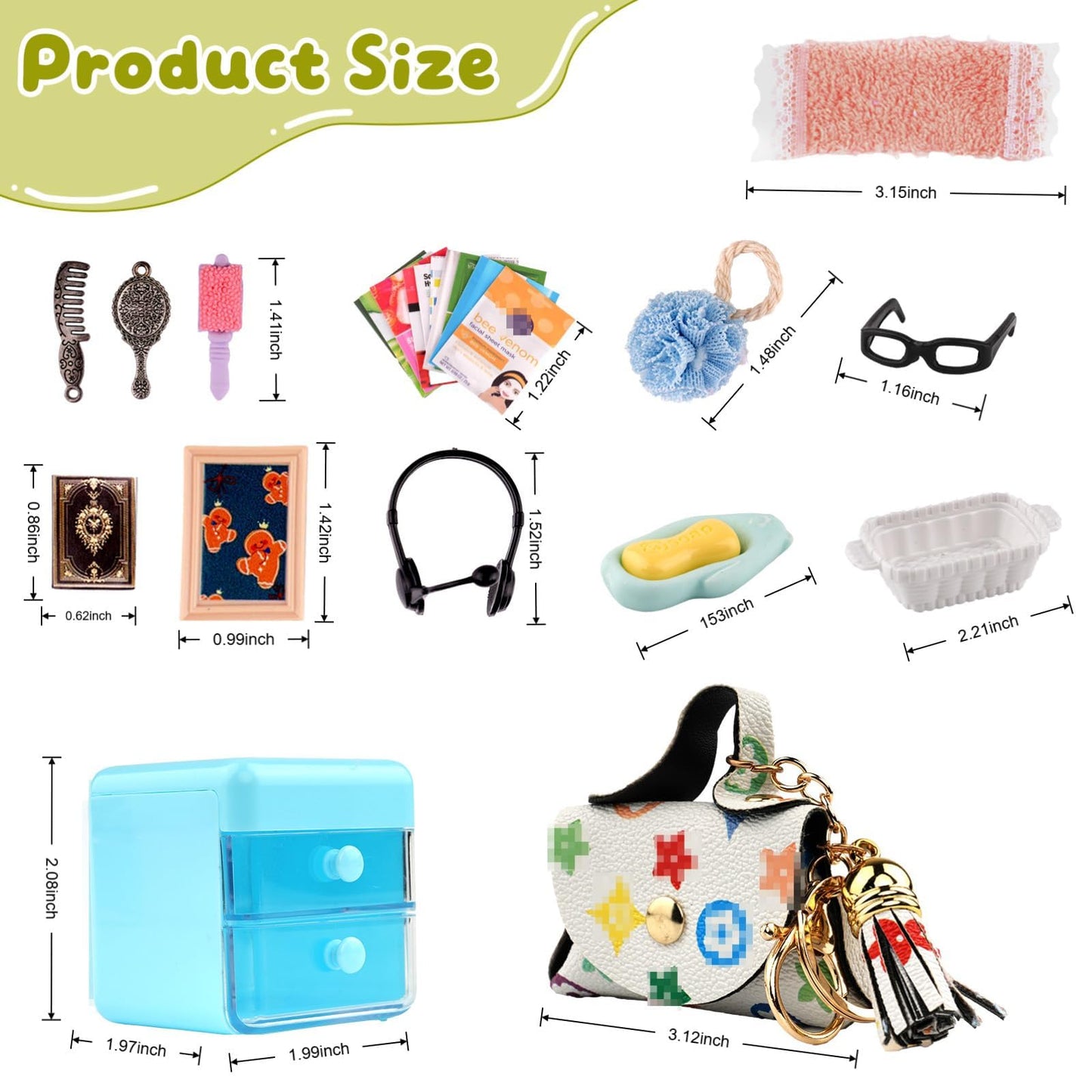 Diinokiy 87-Piece Dollhouse Bathroom & Beauty Mini Set | 1:12 Scale, Realistic Accessories