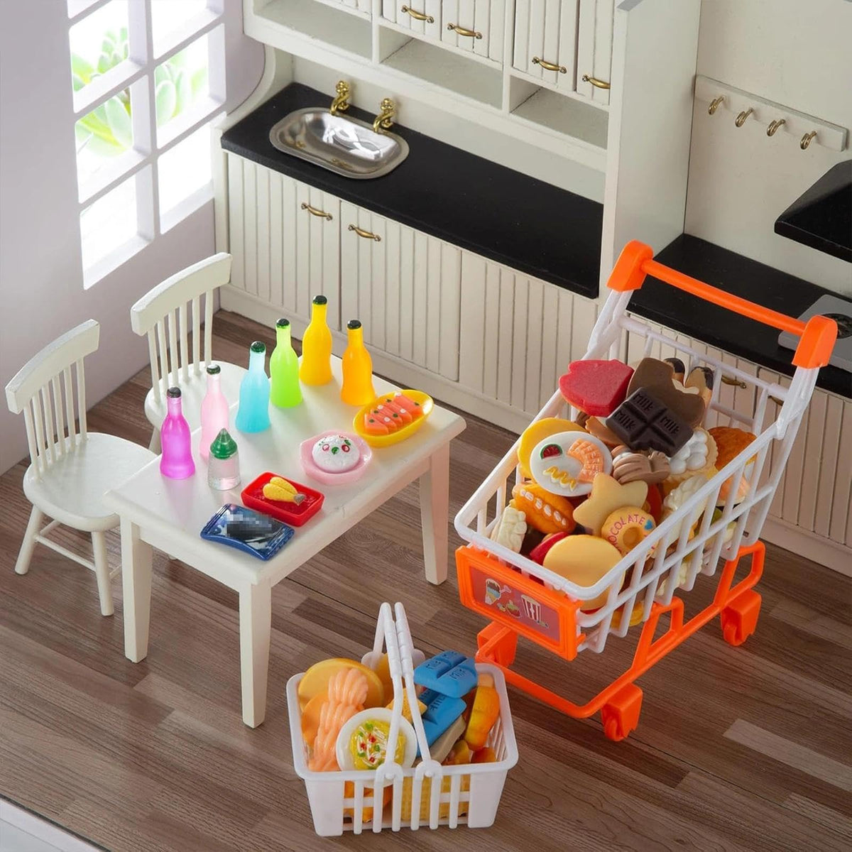 Diinokiy 150Pcs Miniature Food and Drink Dollhouse Accessories – 1/12 Scale