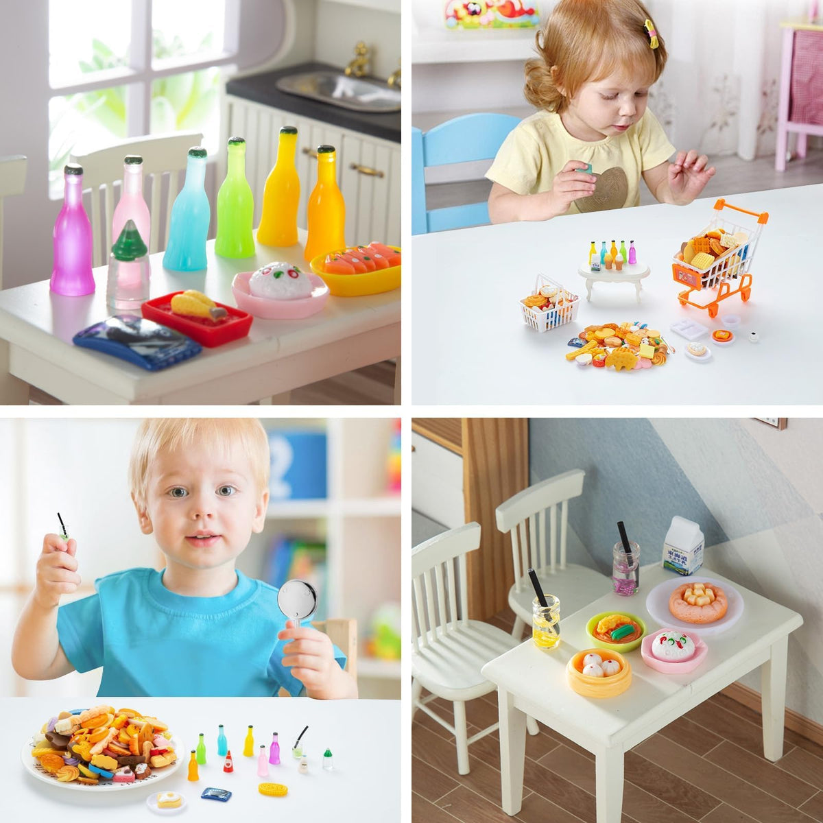 Diinokiy 150Pcs Miniature Food and Drink Dollhouse Accessories – 1/12 Scale