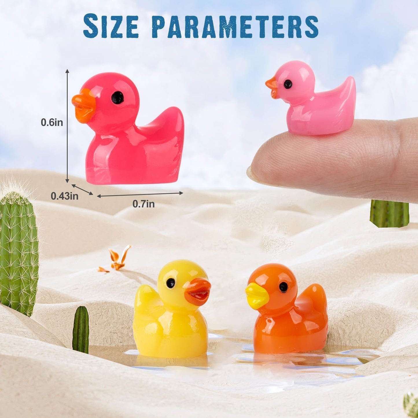 Diinokiy 200 Pcs Mini Resin Duck Figures – Colorful DIY Miniatures for Crafts
