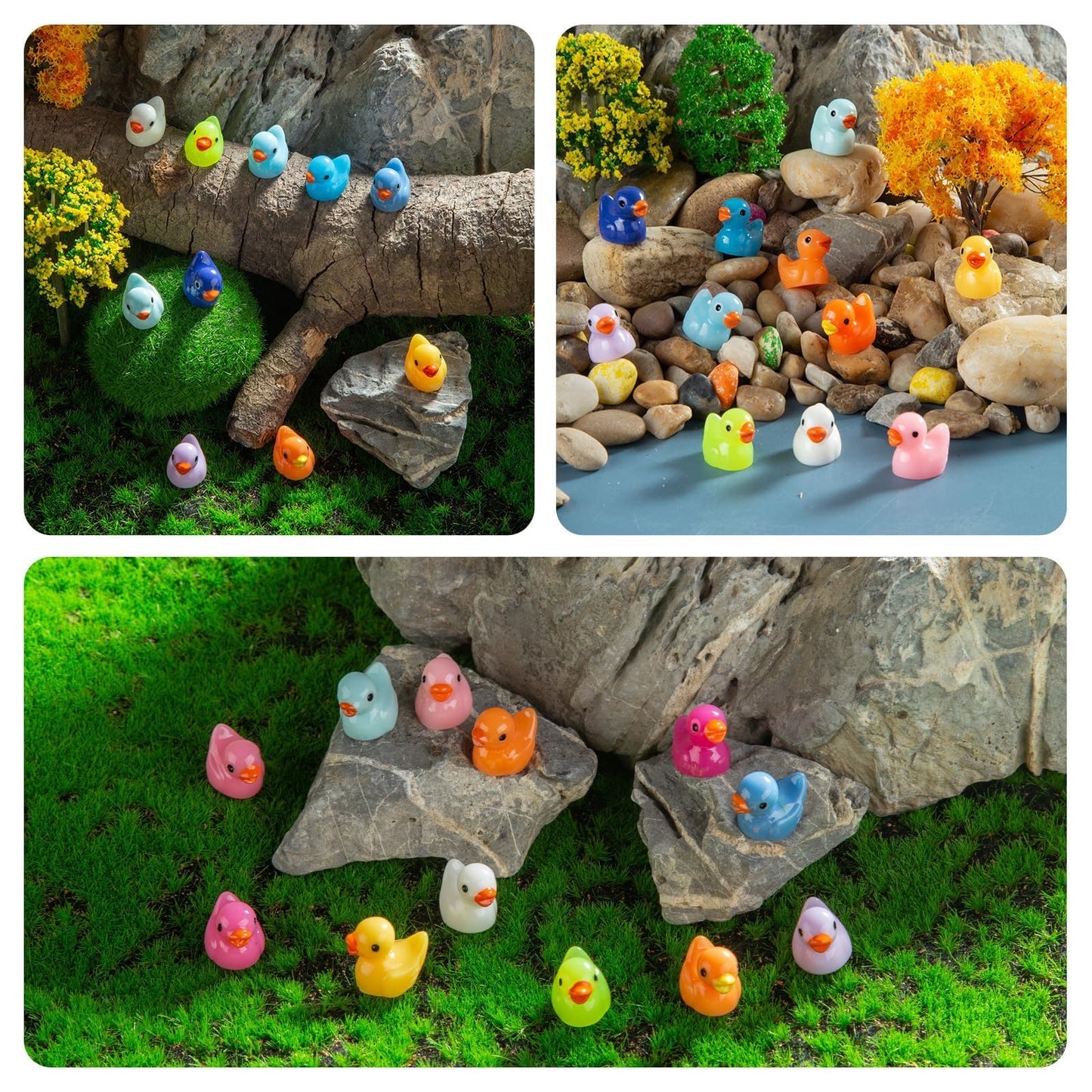 Diinokiy 200 Pcs Mini Resin Duck Figures – Colorful DIY Miniatures for Crafts