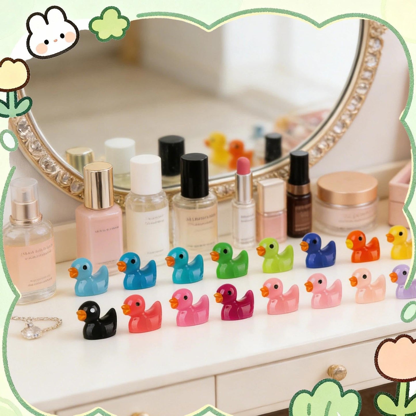 Diinokiy 200 Pcs Mini Resin Duck Figures – Colorful DIY Miniatures for Crafts