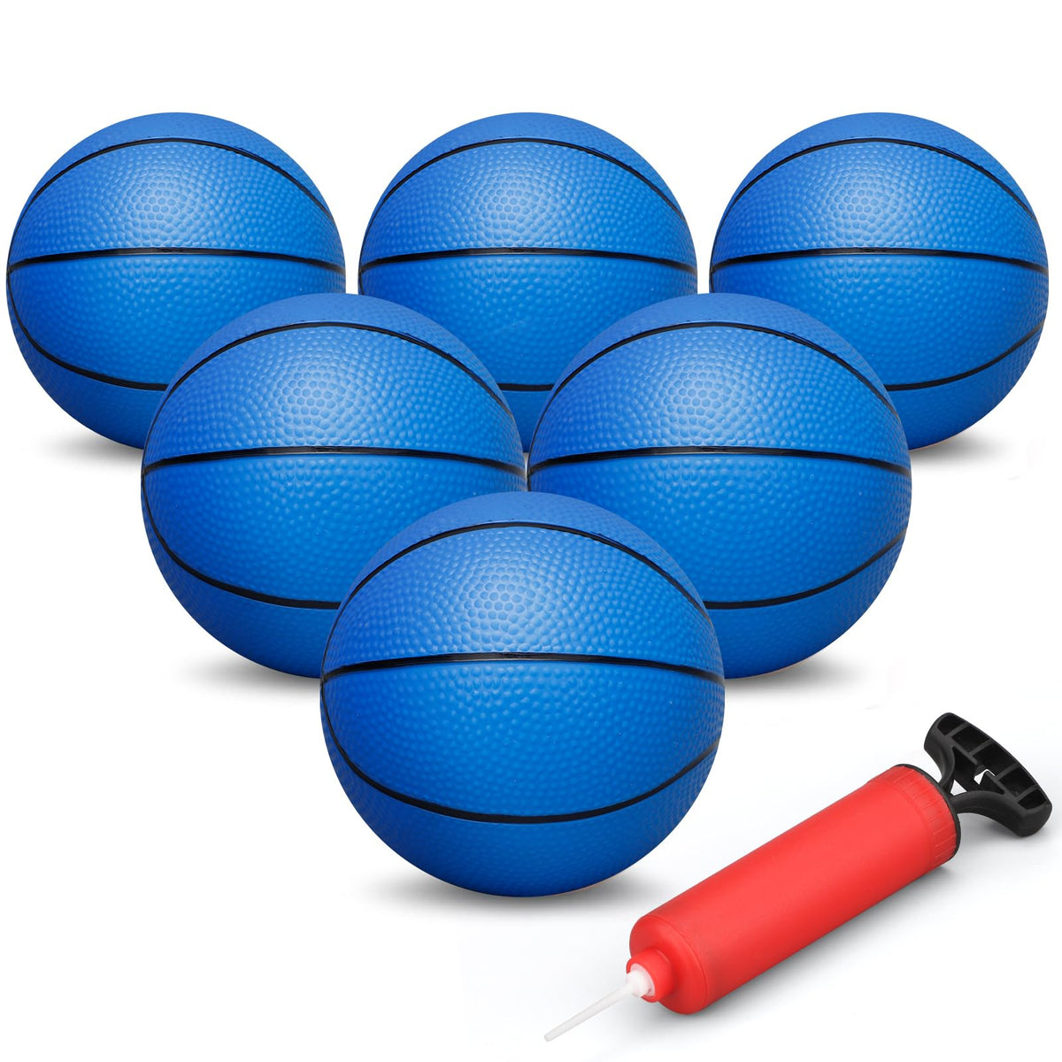 Dilabnba 6-Inch Mini Basketball Toy Set with Pump – Over-the-Door Hoop (Blue)