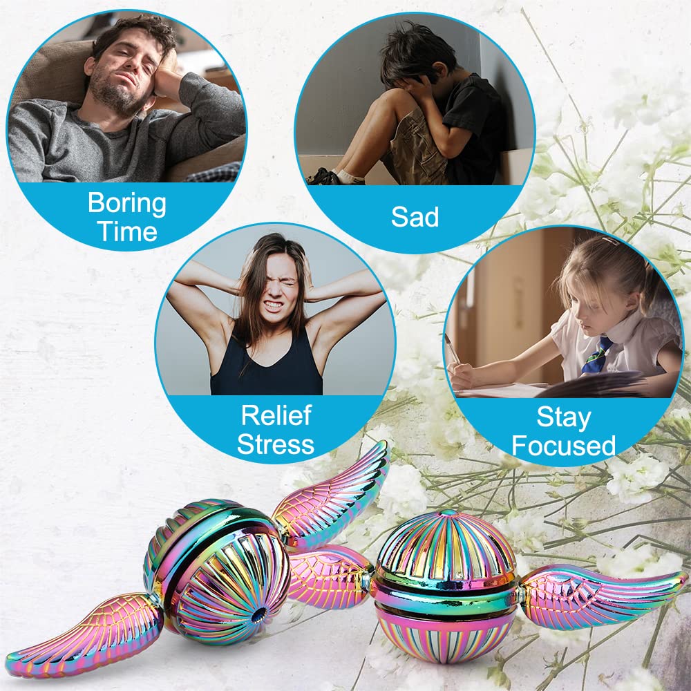 Dilabnba Rainbow Hand Fidget Spinner – Quiet Metal Sensory Orb for Kids & Adults | Desk Decor & Focus