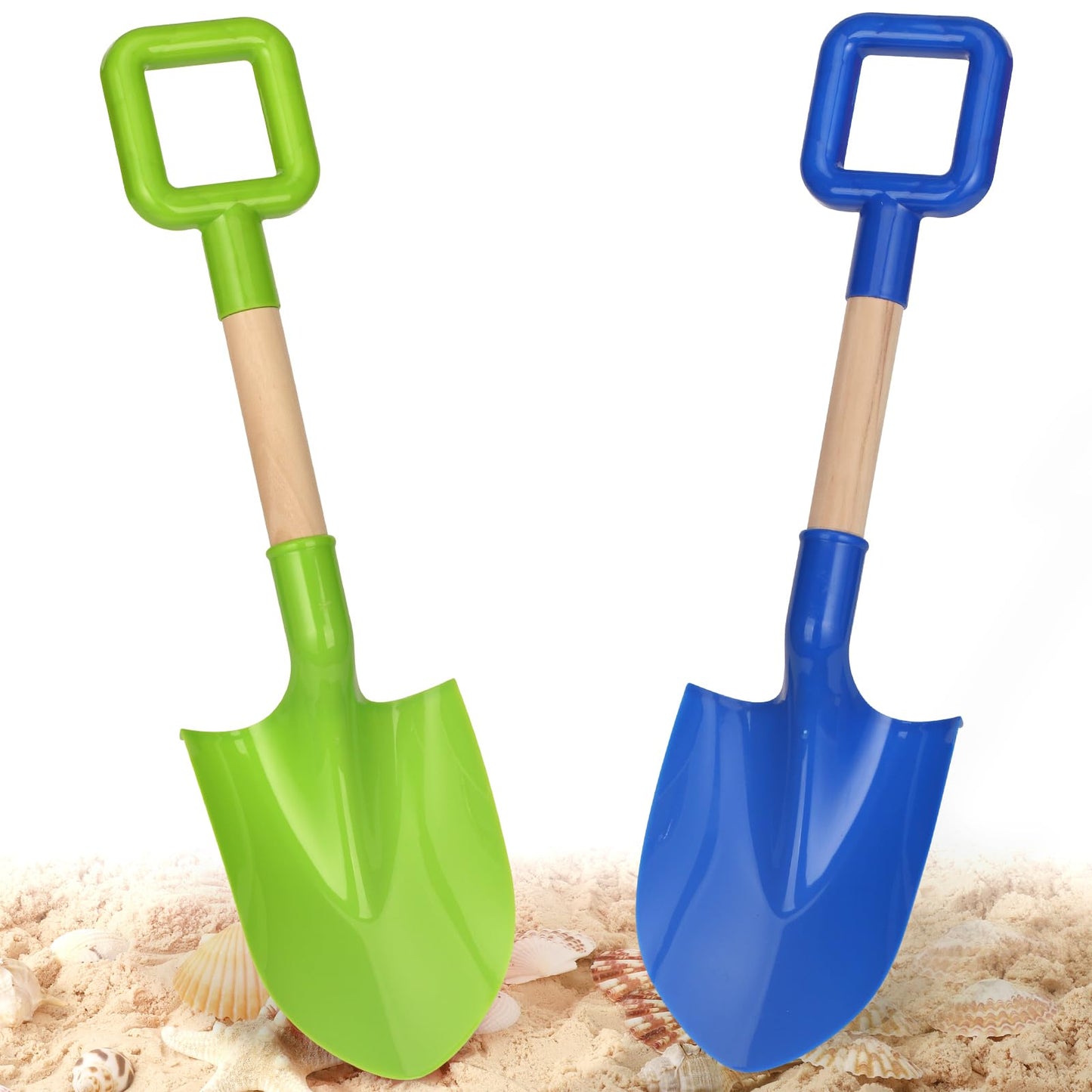 Dilabnba Beach Sand Shovels — 16in Wooden-Handle Shovels (2-Pack) for Kids & Adults