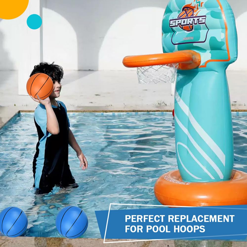 Dilabnba 6-Inch Mini Basketball Toy Set with Pump – Over-the-Door Hoop (Blue)