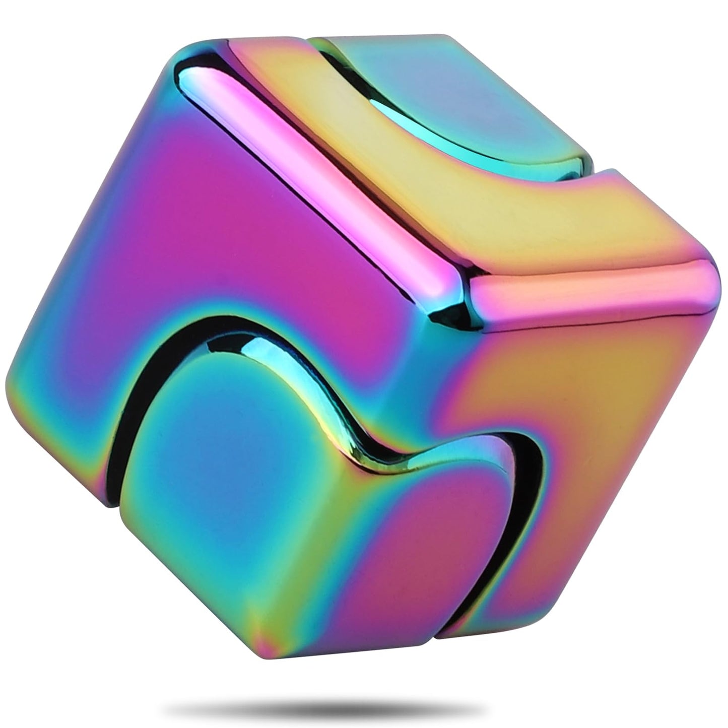 Dilabnba Infinity Cube Fidget Spinner – 4-in-1 Metal Desk Toy, Rainbow Finish