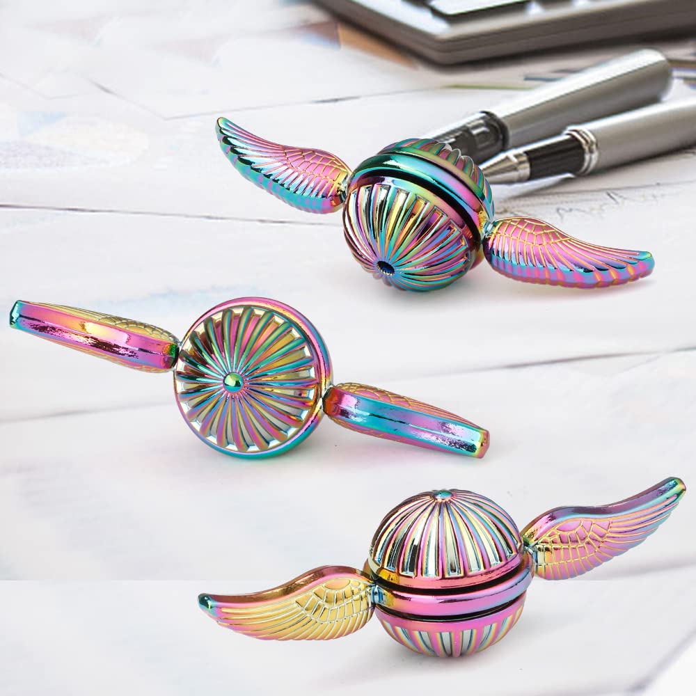 Dilabnba Rainbow Hand Fidget Spinner – Quiet Metal Sensory Orb for Kids & Adults | Desk Decor & Focus