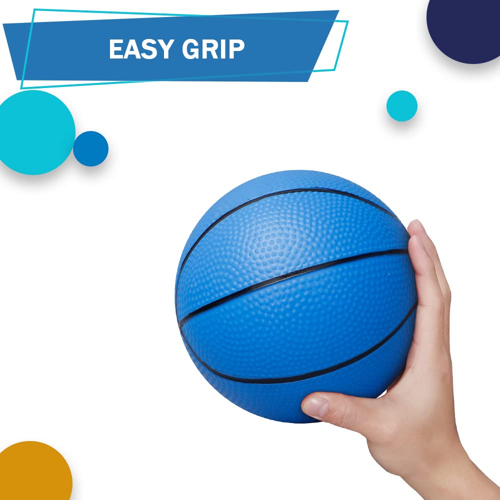Dilabnba 6-Inch Mini Basketball Toy Set with Pump – Over-the-Door Hoop (Blue)