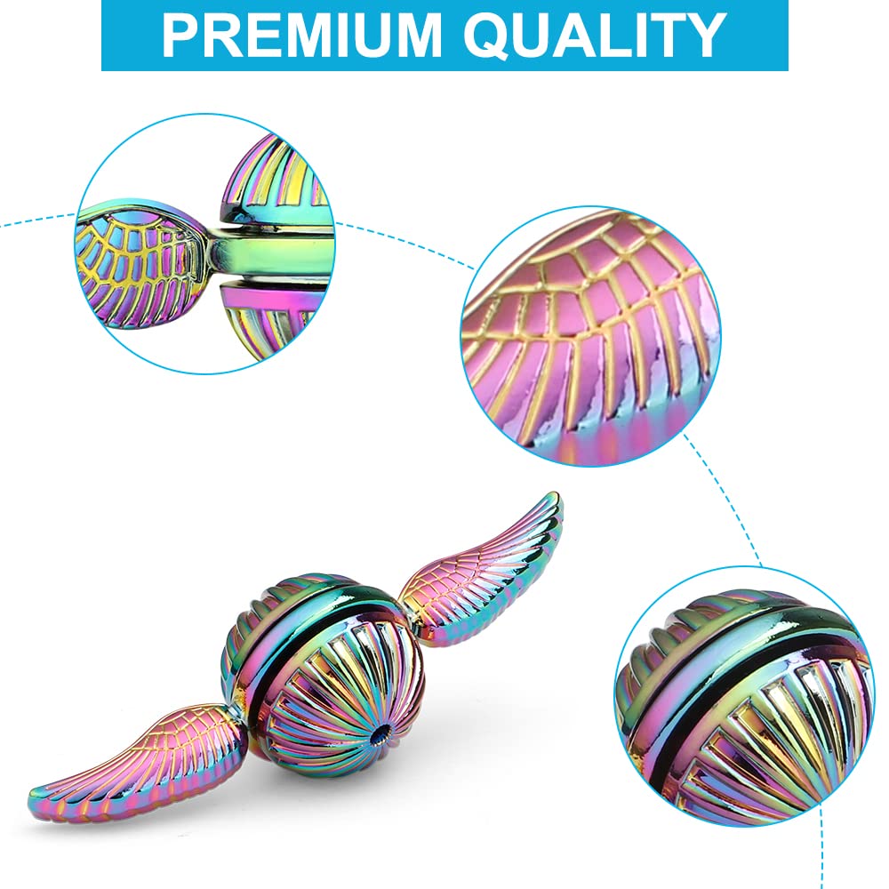 Dilabnba Rainbow Hand Fidget Spinner – Quiet Metal Sensory Orb for Kids & Adults | Desk Decor & Focus