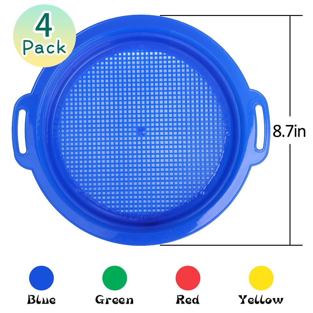 Dilabnba Sand Sifter Sieves for Kids – Heavy-Duty 4-Piece Beach Discovery Toy (ABS)