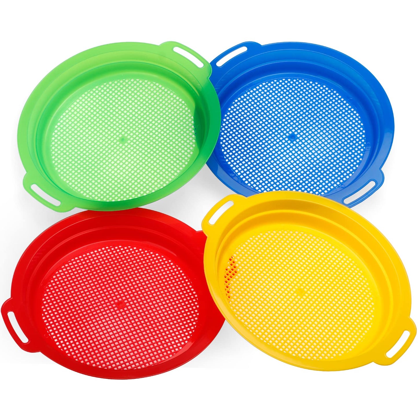 Dilabnba Sand Sifter Sieves for Kids – Heavy-Duty 4-Piece Beach Discovery Toy (ABS)