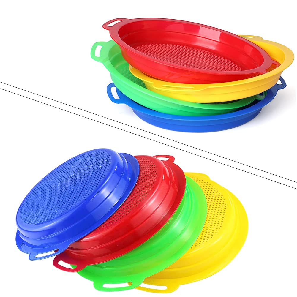 Dilabnba Sand Sifter Sieves for Kids – Heavy-Duty 4-Piece Beach Discovery Toy (ABS)