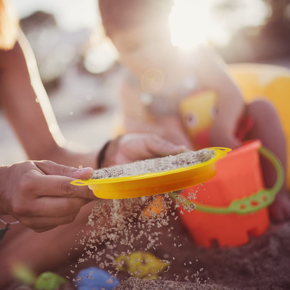 Dilabnba Sand Sifter Sieves for Kids – Heavy-Duty 4-Piece Beach Discovery Toy (ABS)