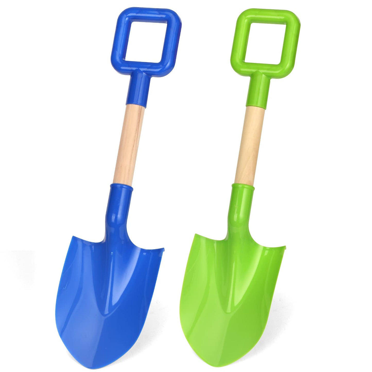 Dilabnba Beach Sand Shovels — 16in Wooden-Handle Shovels (2-Pack) for Kids & Adults