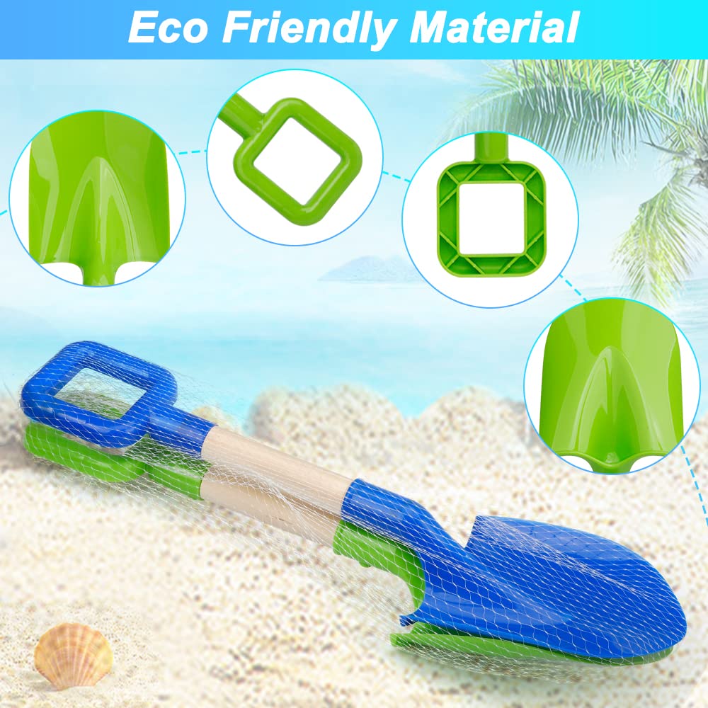 Dilabnba Beach Sand Shovels — 16in Wooden-Handle Shovels (2-Pack) for Kids & Adults