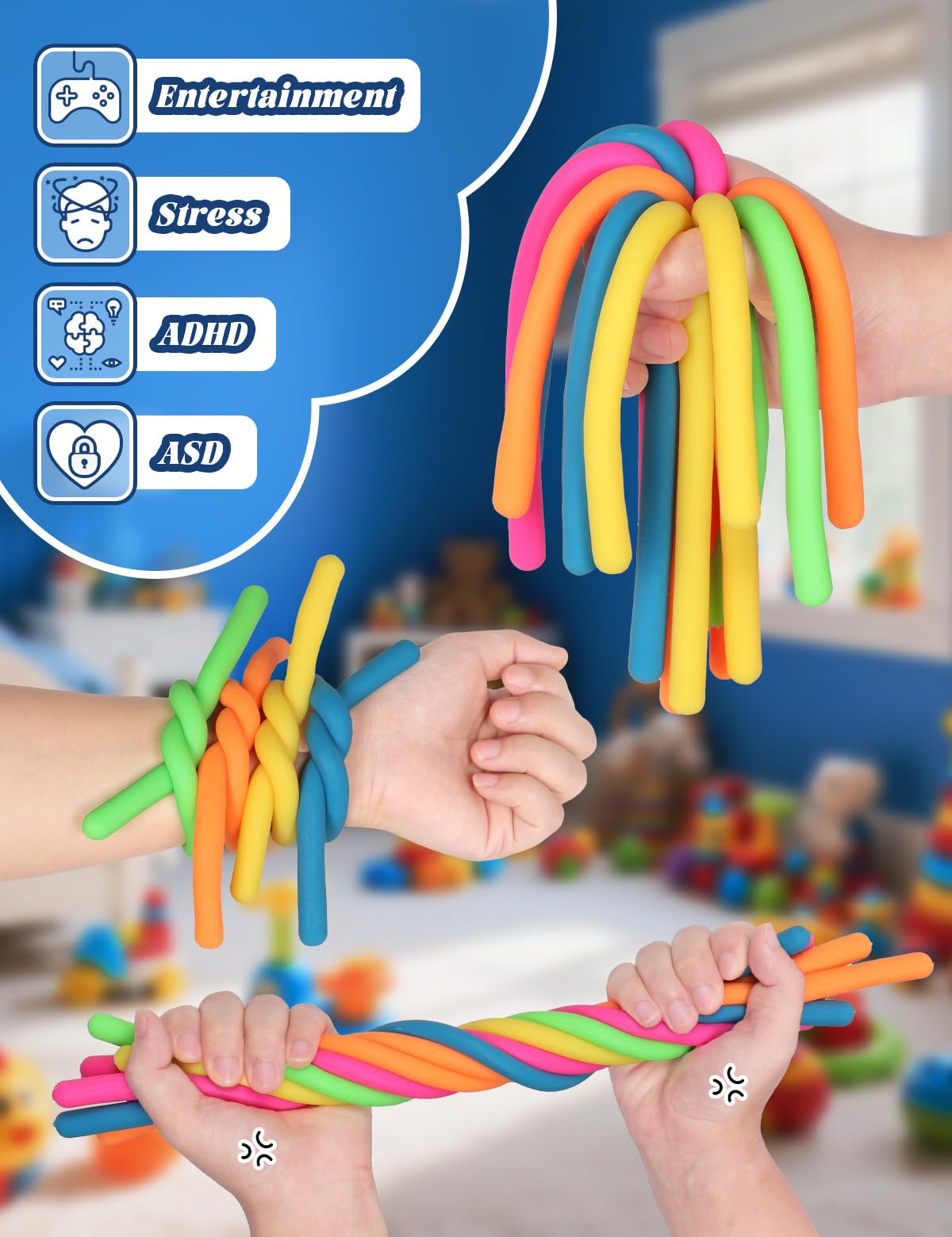 Diltik 10-Pack Sensory Toys for Kids – Extra-Thick Stretchy Strings for Autism & ADHD