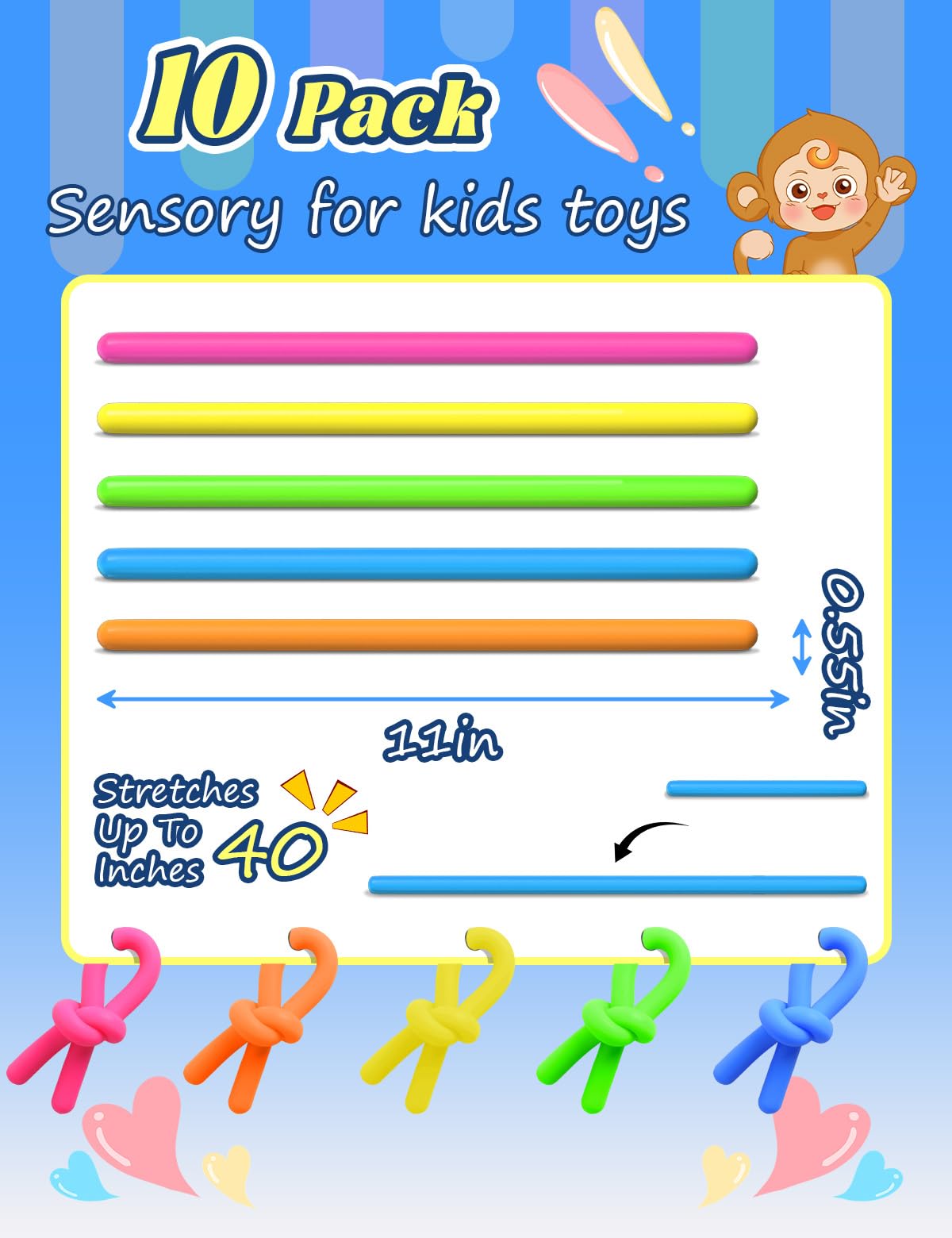 Diltik 10-Pack Sensory Toys for Kids – Extra-Thick Stretchy Strings for Autism & ADHD