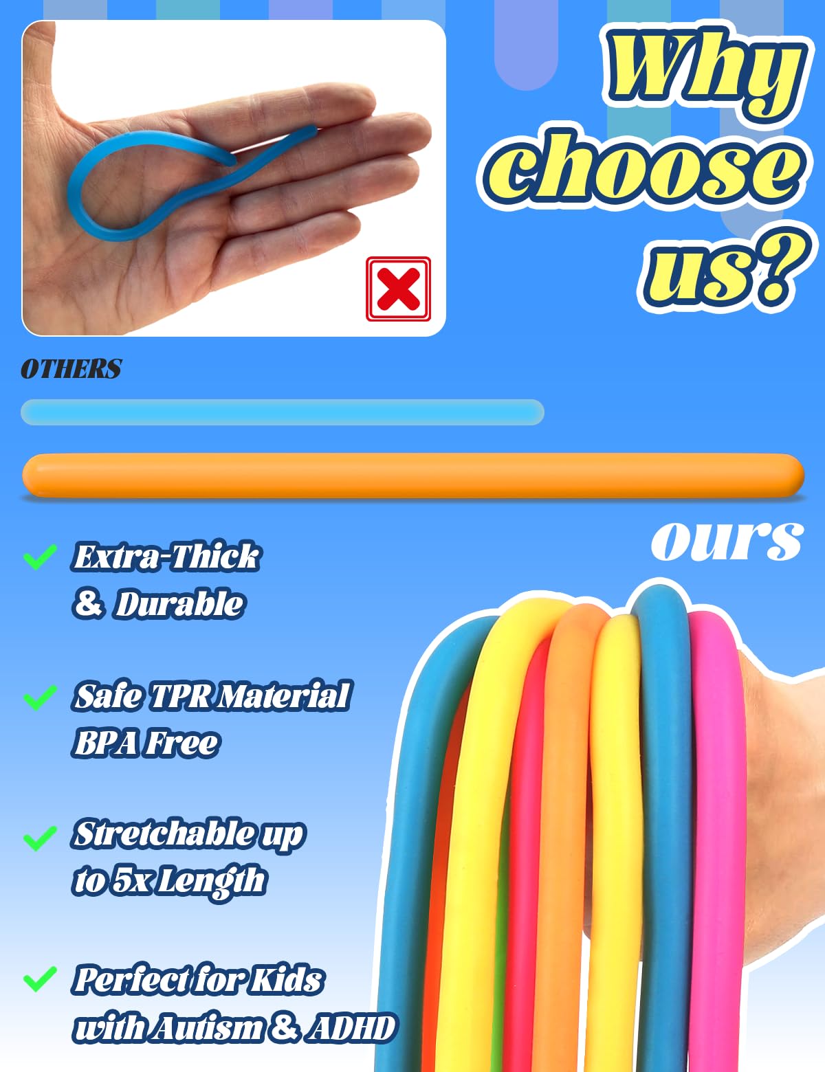Diltik 10-Pack Sensory Toys for Kids – Extra-Thick Stretchy Strings for Autism & ADHD
