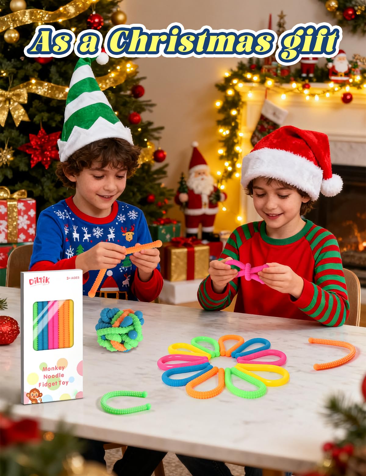 Diltik 10 Pack Sensory Toys – Upgraded Extra-Thick Monkey Noodles for Autism & ADHD