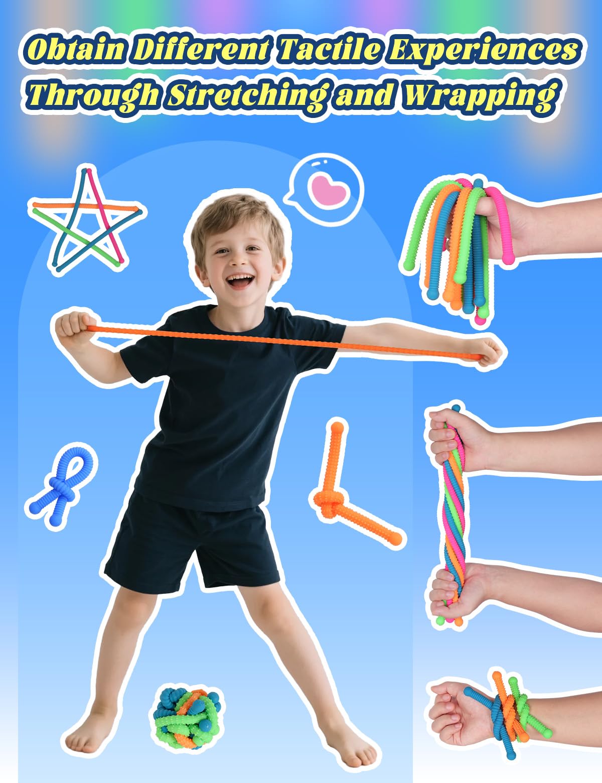 Diltik 10 Pack Sensory Toys – Upgraded Extra-Thick Monkey Noodles for Autism & ADHD