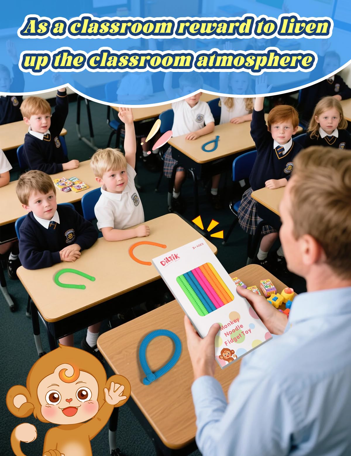 Diltik 10 Pack Sensory Toys – Upgraded Extra-Thick Monkey Noodles for Autism & ADHD