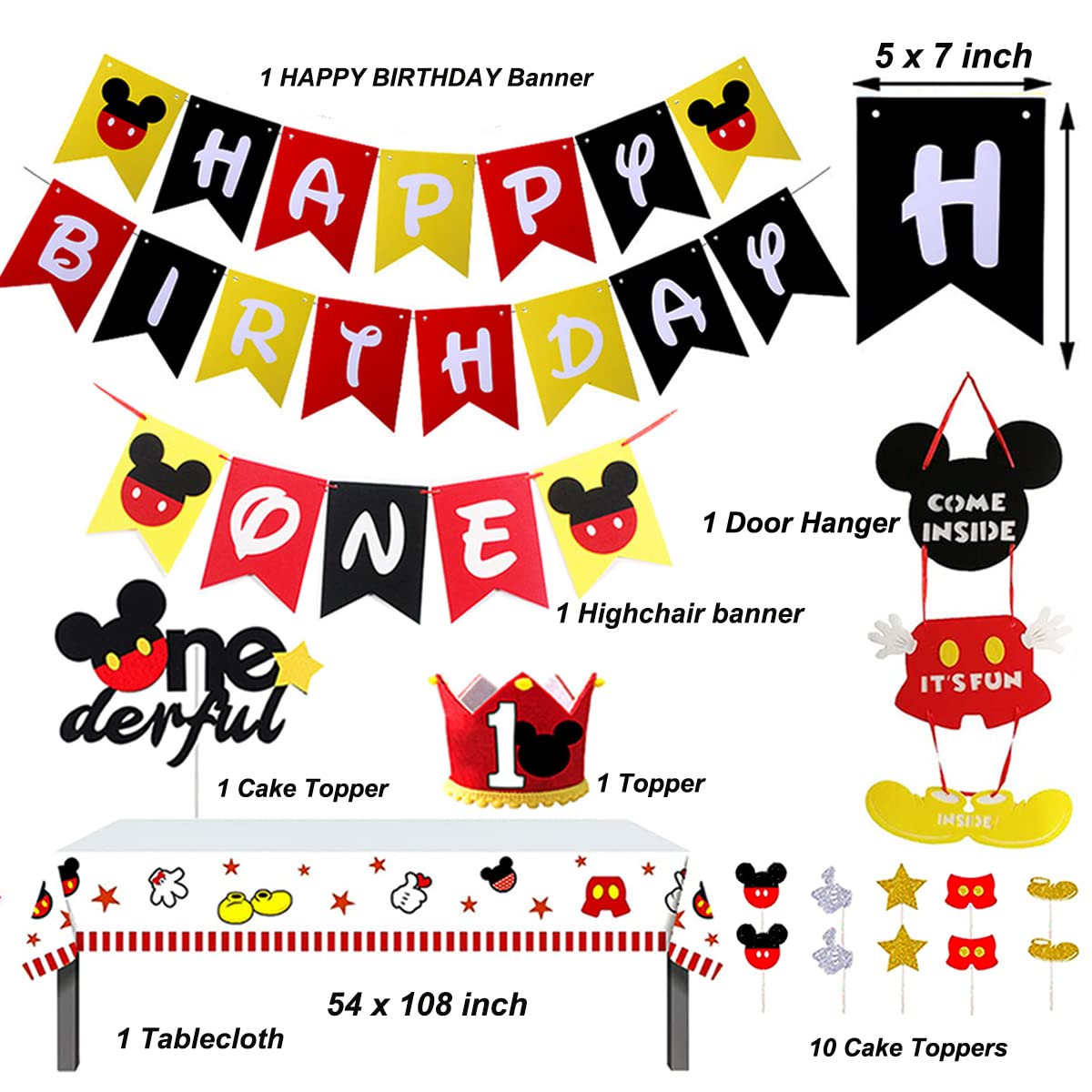 Dilyreke 1st Birthday Mouse Theme Party Decorations – Banner, Balloons & Supplies