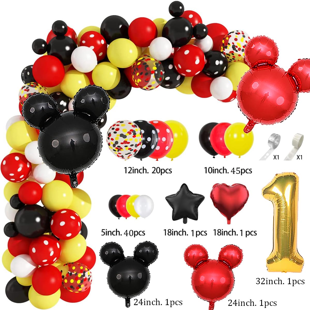 Dilyreke 1st Birthday Mouse Theme Party Decorations – Banner, Balloons & Supplies