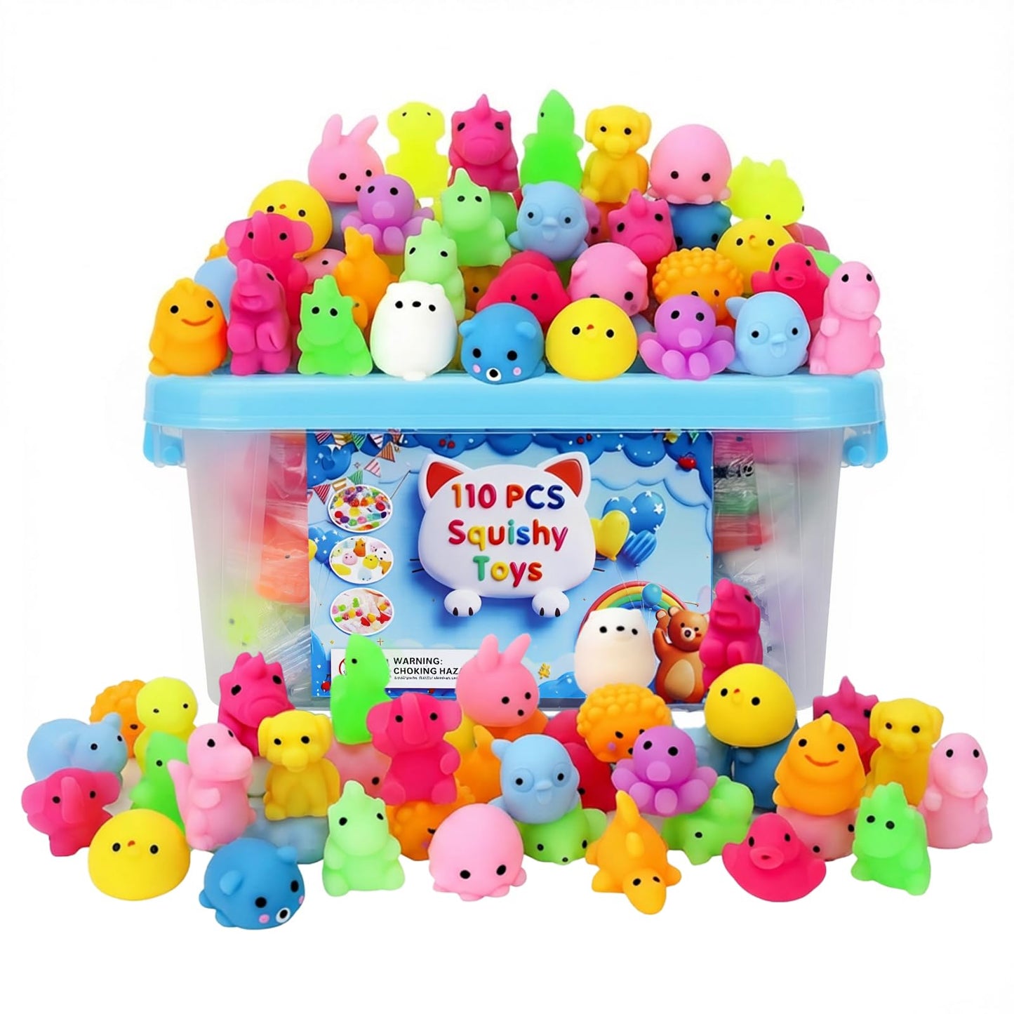 DIMATIMA 110 Pack Mochi Squishy & Fidget Toys – Bulk Party Favors, Classroom Prizes, Stocking Stuffers