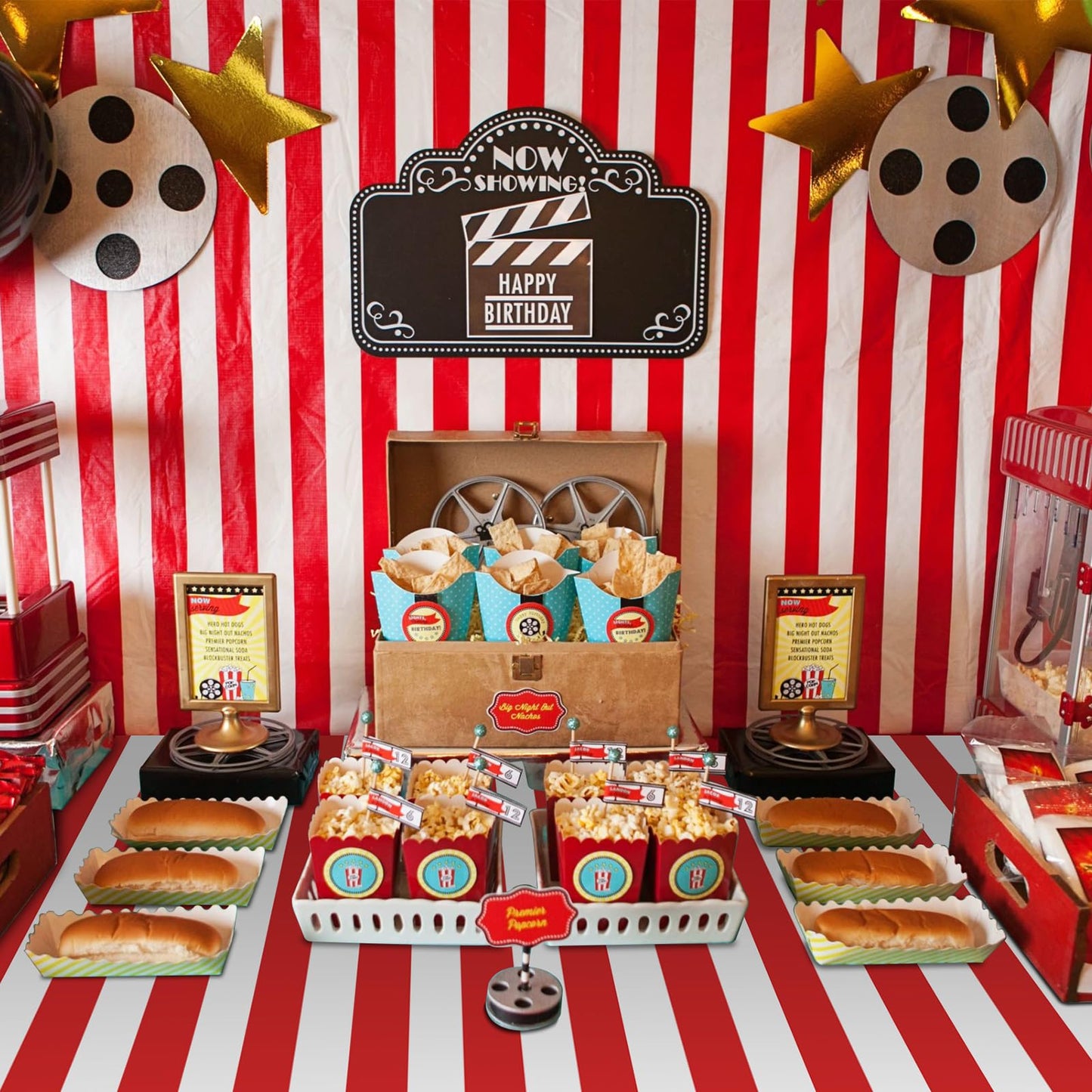 Dimglujeap Carnival Tablecloths – Red & White Stripes, 87x51, 2pcs
