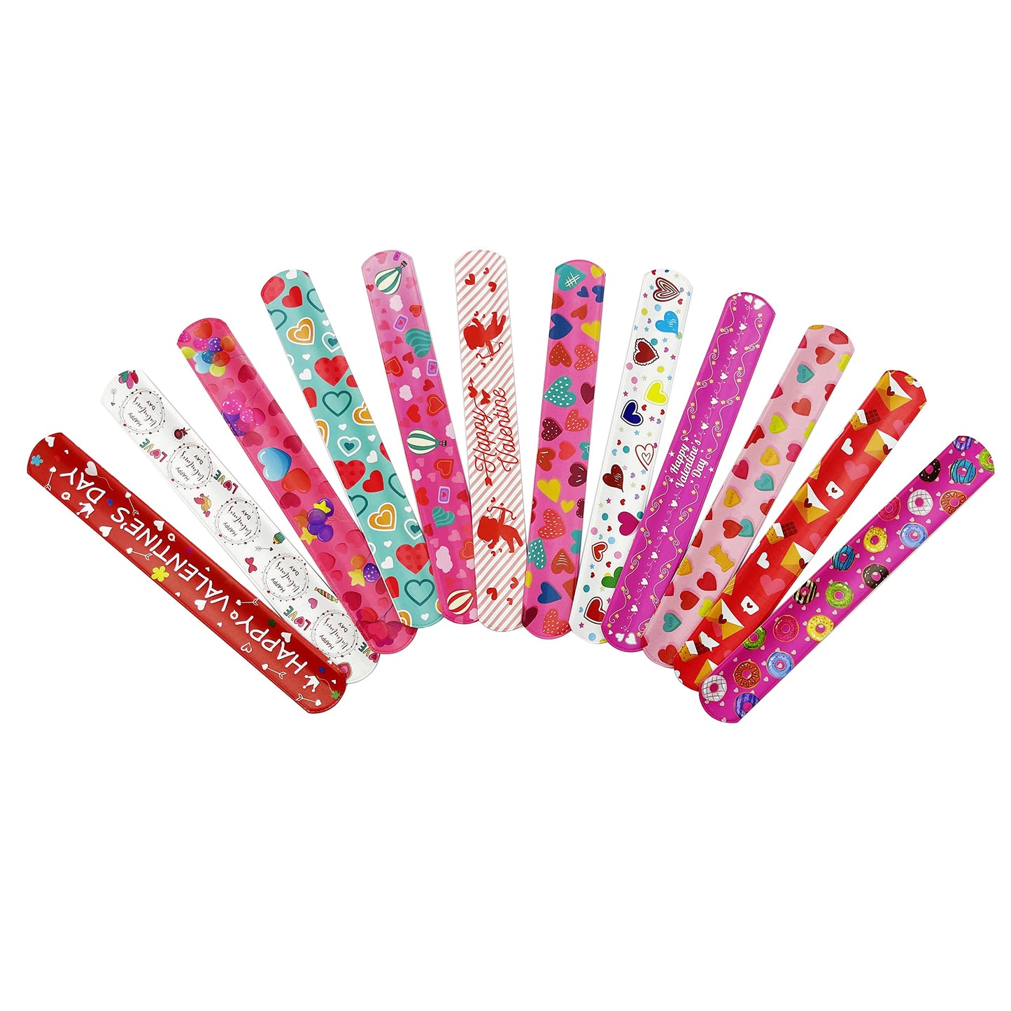 DimiGlobal Valentine Slap Bracelets for Kids – 24-Pack Party Favors & Classroom Prizes