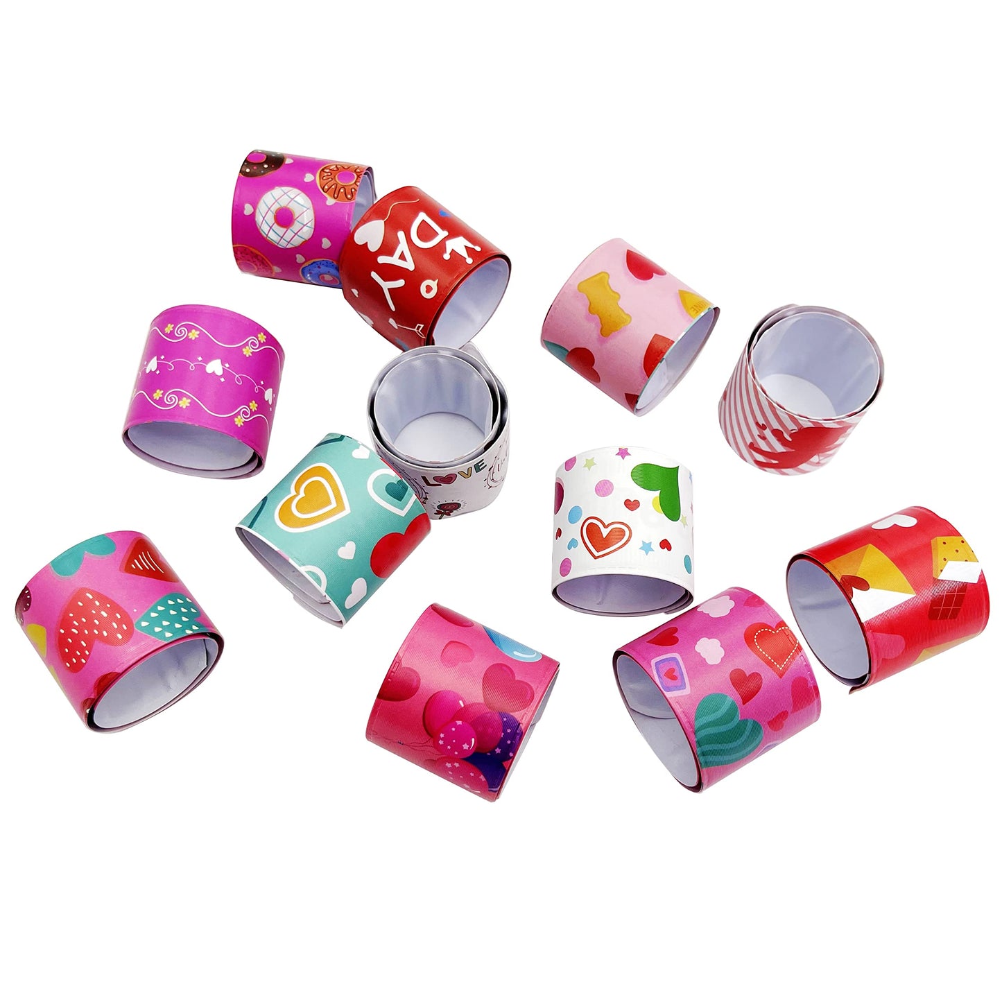DimiGlobal Valentine Slap Bracelets for Kids – 24-Pack Party Favors & Classroom Prizes