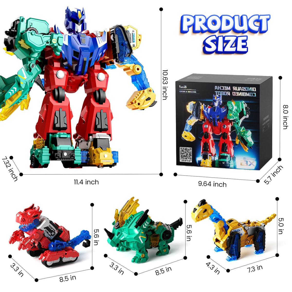 Dimoarch Magnetic Dinosaur Transforming Robot Toys — 6-in-1 Dino Trucks for STEM Play