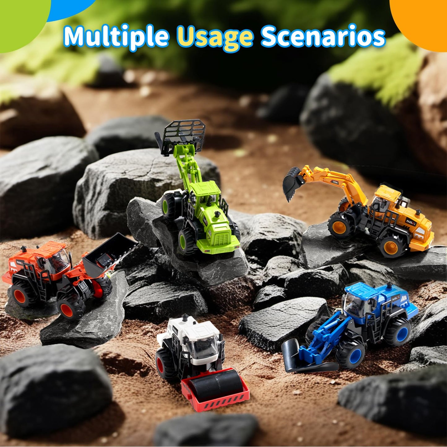 Dimoarch Construction Truck Toys for Toddlers – Push-Go Friction Vehicles Set for Sandbox & Outdoor Play