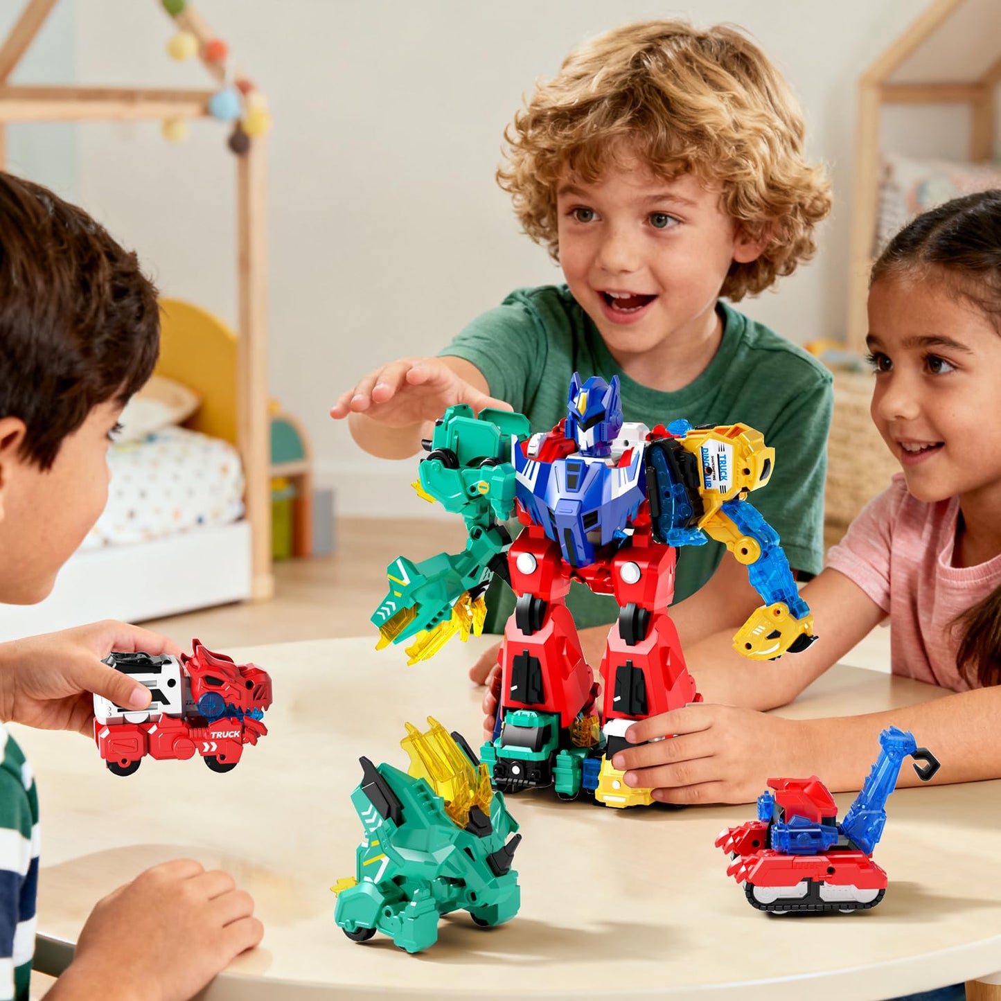 Dimoarch Magnetic Dinosaur Transforming Robot Toys — 6-in-1 Dino Trucks for STEM Play