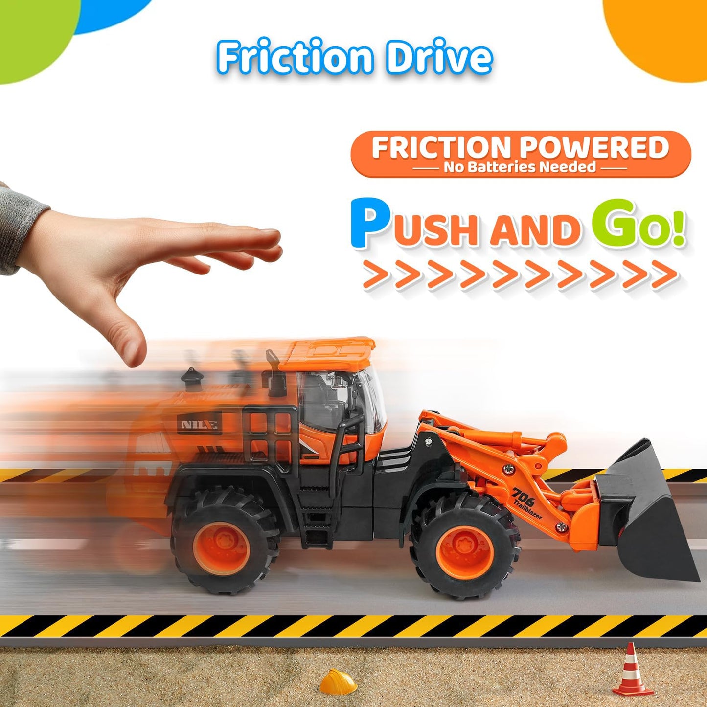 Dimoarch Construction Truck Toys for Toddlers – Push-Go Friction Vehicles Set for Sandbox & Outdoor Play