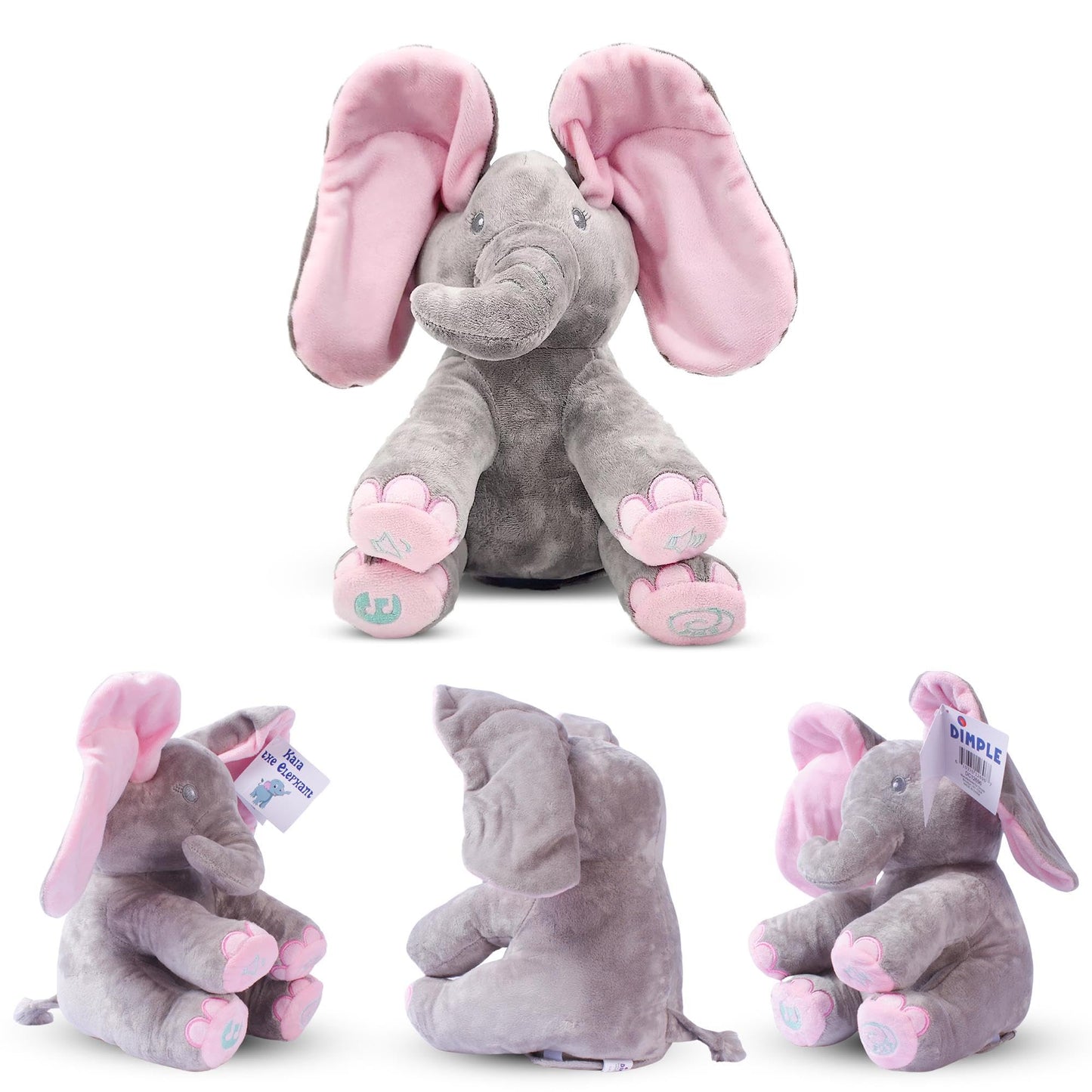 Dimple Kaia Elephant – Animated Plush Singing Peek-a-Boo Toy for Babies & Toddlers