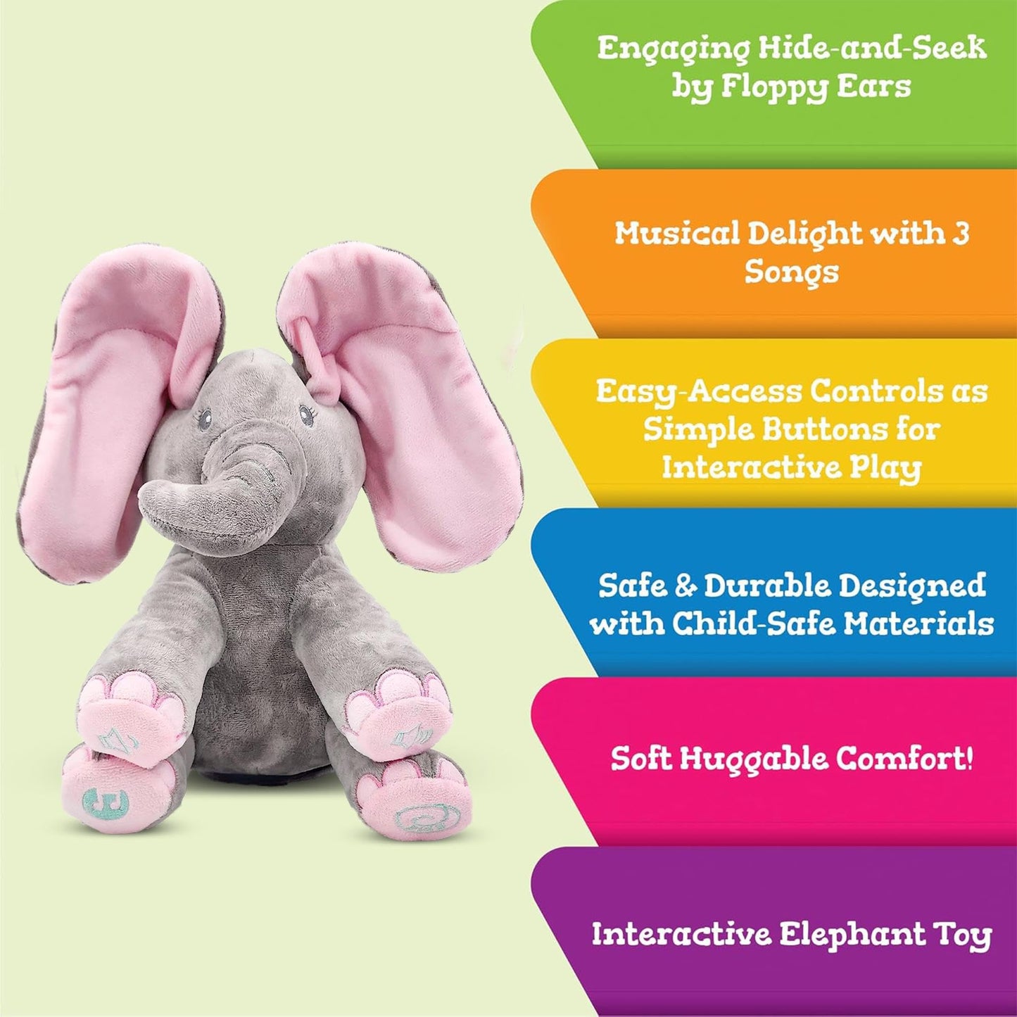 Dimple Kaia Peek A Boo Elephant Toy – Interactive Singing Plush for Babies