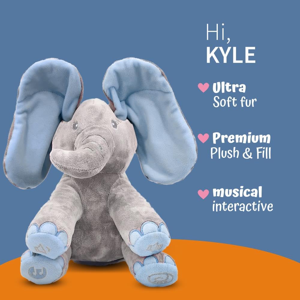 Dimple Kyle Peek A Boo Elephant Toy | Interactive Singing Plush for Babies