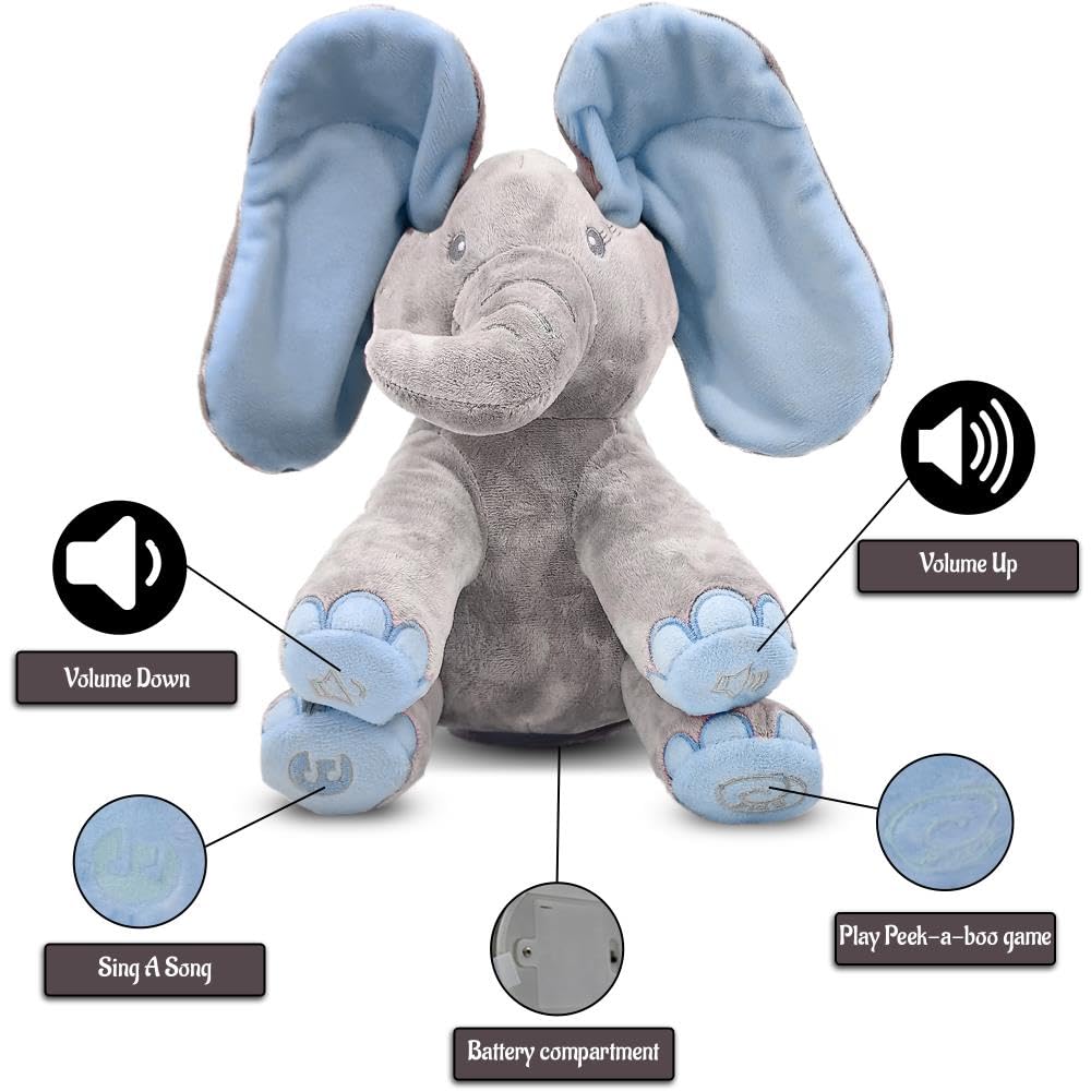 Dimple Kyle Peek A Boo Elephant Toy | Interactive Singing Plush for Babies