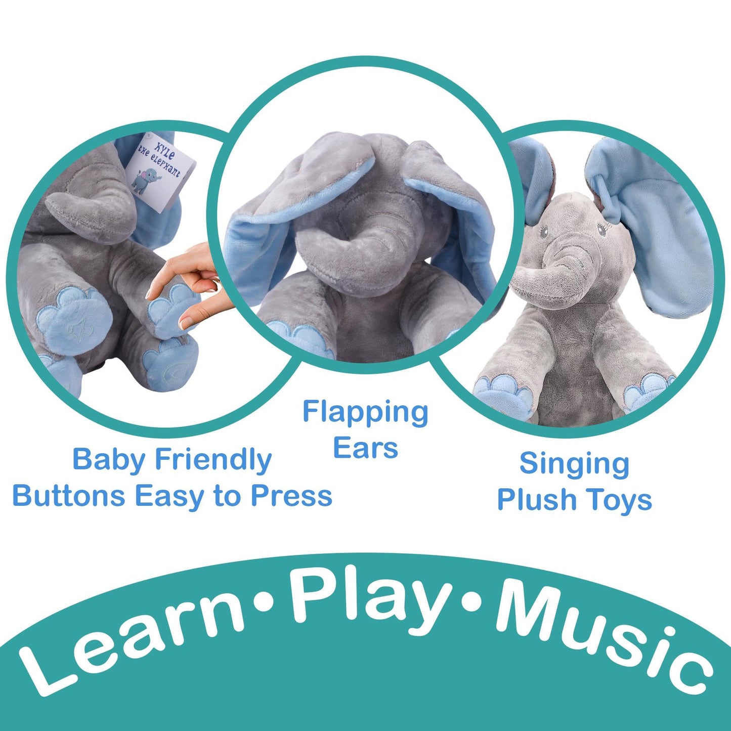 Dimple Kyle Peek A Boo Elephant Toy | Interactive Singing Plush for Babies