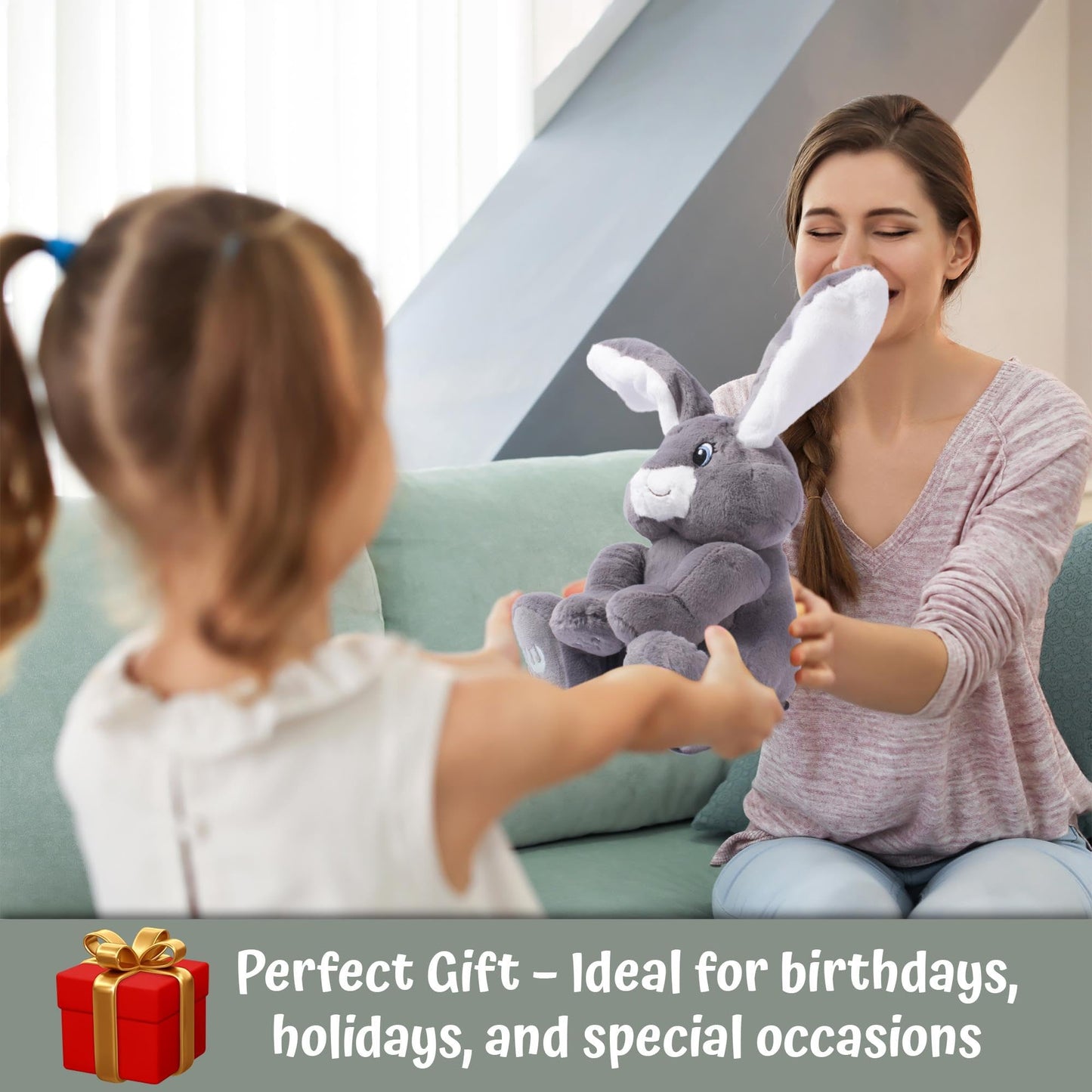 Dimple Milo Bunny Stuffed Animal - Animated Plush with Peek-a-Boo & Songs | Gift for Babies 0+