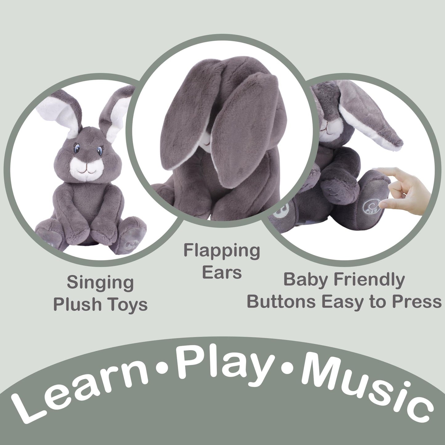 Dimple Milo Bunny Stuffed Animal - Animated Plush with Peek-a-Boo & Songs | Gift for Babies 0+