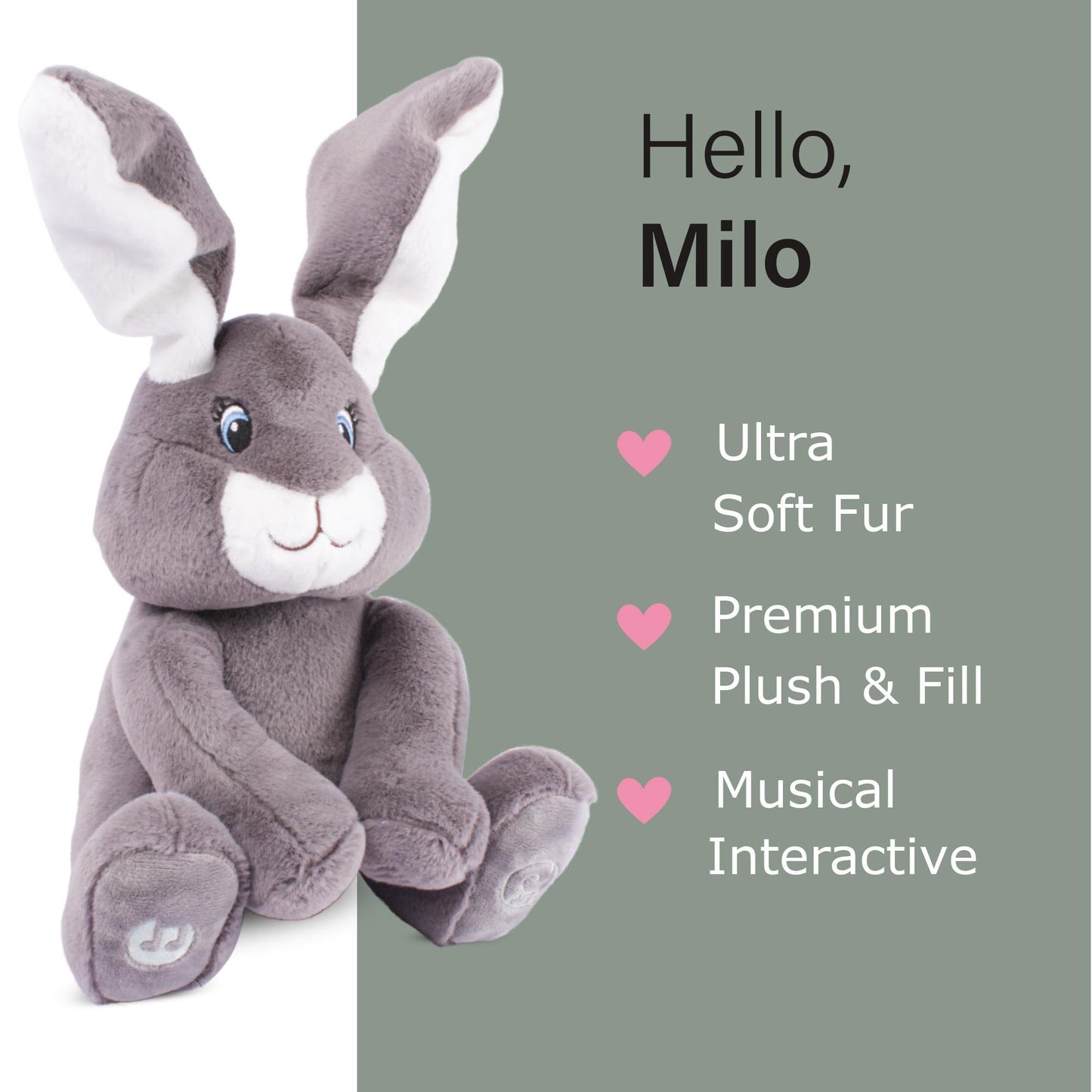 Dimple Milo Bunny Stuffed Animal - Animated Plush with Peek-a-Boo & Songs | Gift for Babies 0+