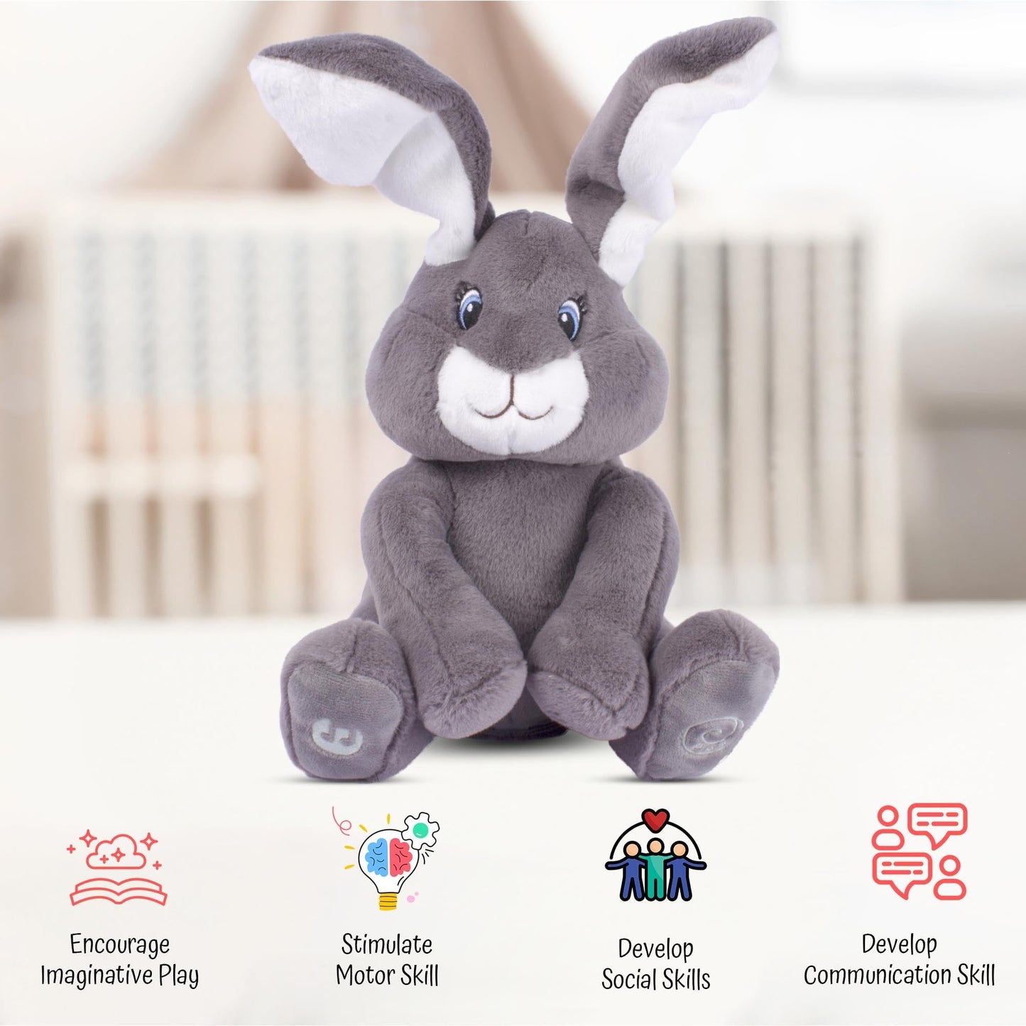 Dimple Milo Bunny Stuffed Animal - Animated Plush with Peek-a-Boo & Songs | Gift for Babies 0+