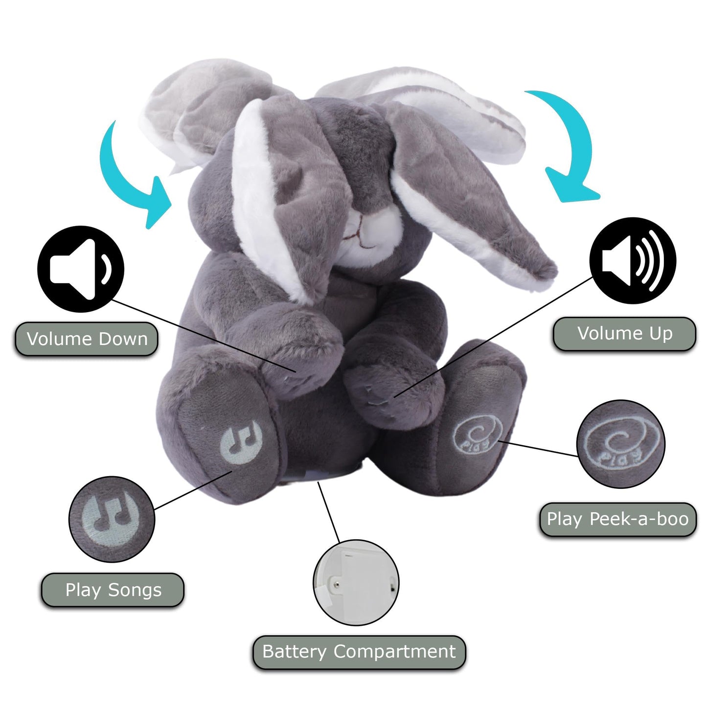 Dimple Milo Bunny Stuffed Animal - Animated Plush with Peek-a-Boo & Songs | Gift for Babies 0+