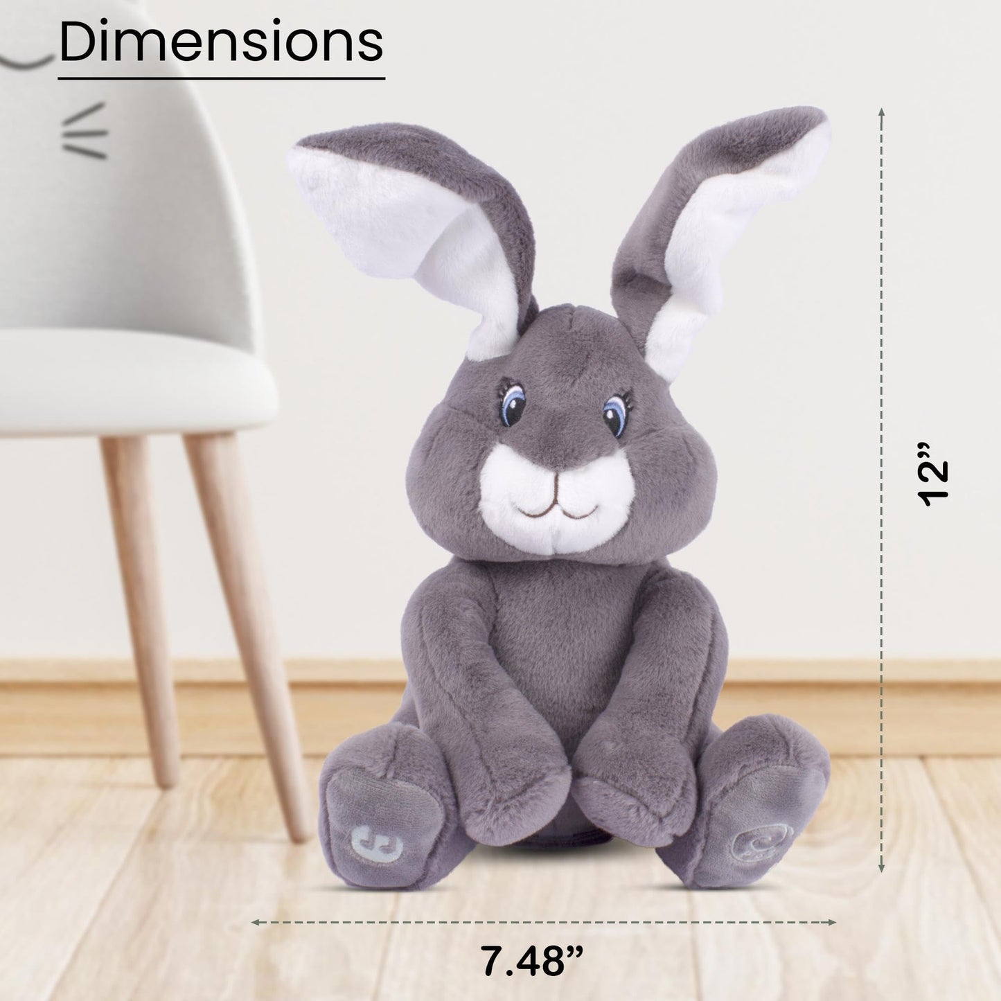Dimple Milo Bunny Stuffed Animal - Animated Plush with Peek-a-Boo & Songs | Gift for Babies 0+